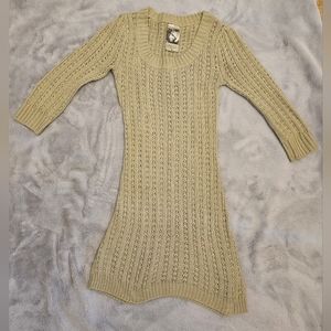 Red Paint Women's 3/4 Sleeve Tan Sweater Dress. Size M